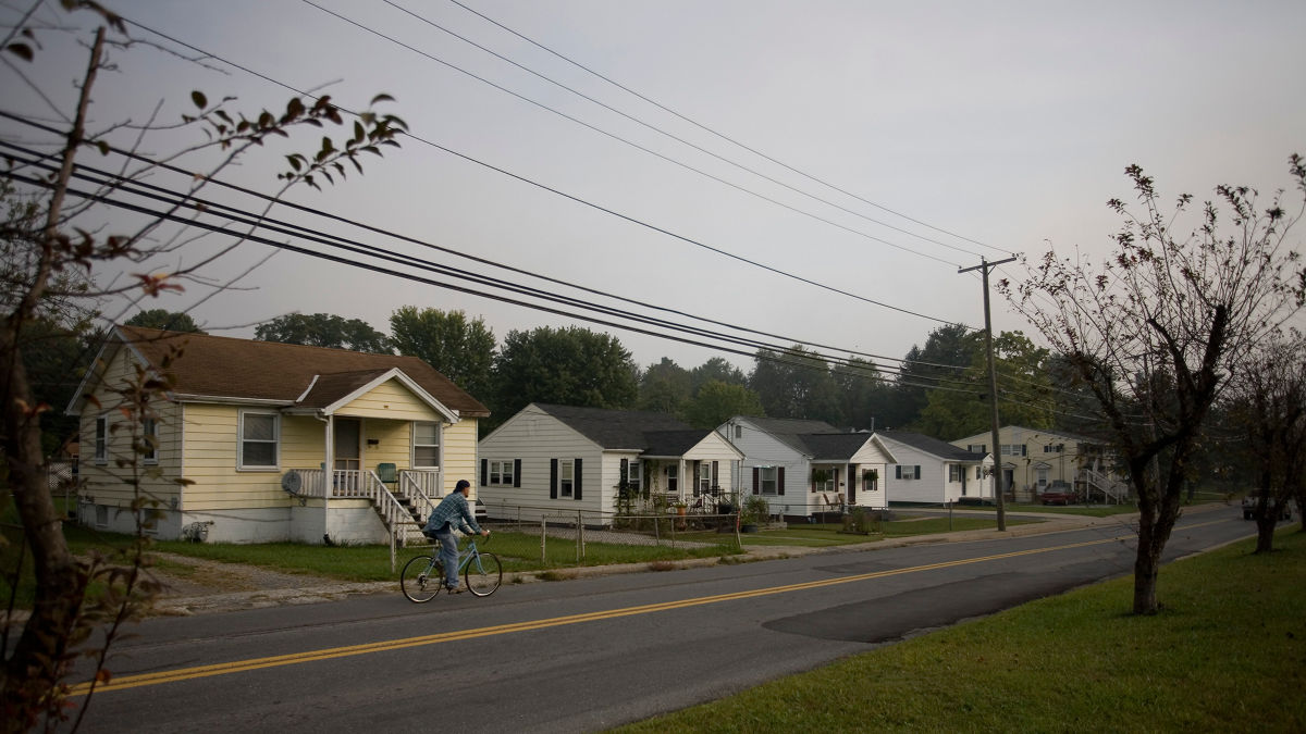 A residential street in Oak Hill, West Virginia where the Elkins family struggle with ill health and poverty.