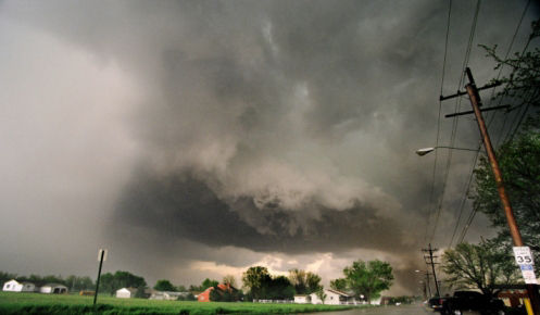 Dark clouds and sky during hurricane.