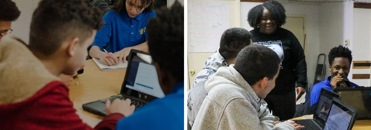 Youth working on computers at a Sacramento community center.