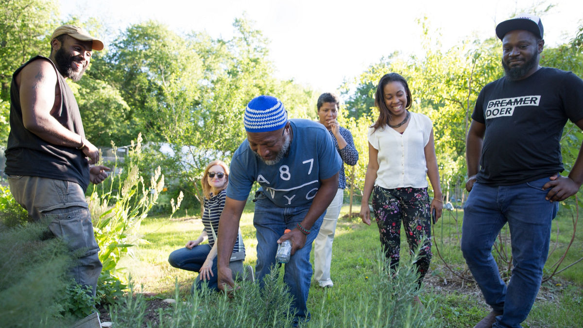 RWJF Community Health Leader Joelle Robinson at THEARC FARM --an urban farm operating as a community project of Building Bridges Across the River (BBAR).