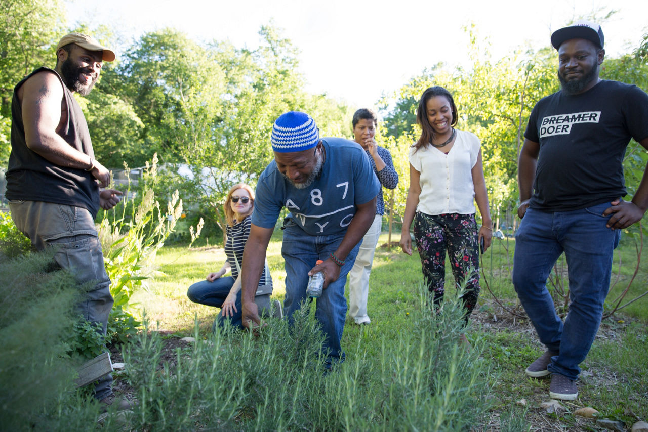 RWJF Community Health Leader Joelle Robinson at THEARC FARM --an urban farm operating as a community project of Building Bridges Across the River (BBAR).