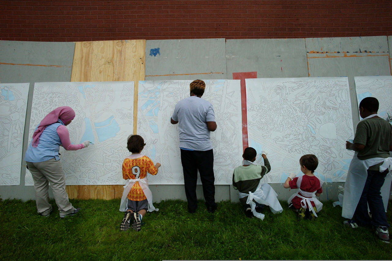 The City of Philadelphia Mural Arts Program has joined forces with the Department of Behavioral Health and Intellectual disAbility Services to form the Porch Light Initiative. Using art and human connection, the Porch Light Initiative strives to improve the health of vulnerable communities and individuals. Porch Light is a Local Funding Partnership of the Robert Wood Johnson Foundation. From October to April, artists are paired with partner agencies � Sobriety Through Out- Patient (STOP), Associaci�n Puertorrique�os en Marcha (APM) and Project H.O.M.E. Over the course of the year, the artists work with the service recipients at the agencies to design, paint, and hang large-scale murals in the neighborhoods where the organizations are located. They use art to engage clients in a new way, develop deeper connections to their community, and create a safe space to talk about behavioral health issues such as mental health problems or substance abuse.The Porch Light Initiative is dedicated to de-stigmatizing these behavior health issues, among clients themselves and among all area residents who see the murals. These beautiful murals act as beacons in the neighborhoods, sparking conversations about behavioral health issues, shedding light on challenges faced by service recipients, and encouraging empathy among fellow community members. The murals are not only a tool for partner organizations to integrate themselves into the community in a positive way; they heighten awareness of the resources available to help people with behavioral health issues and can increase access to treatment.