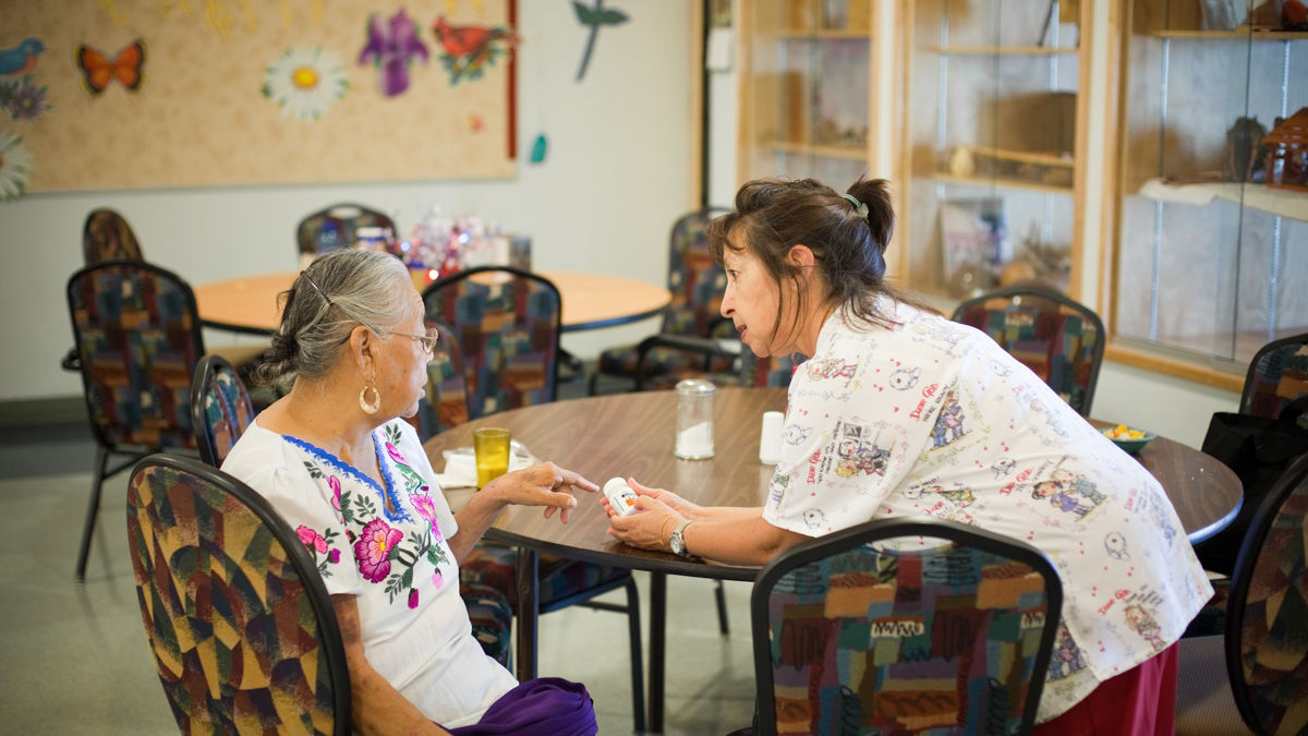Antonia Cupis, Native American, at senior citizen center, Pascua Yaqui reservation, near Tucson, Arizona.
