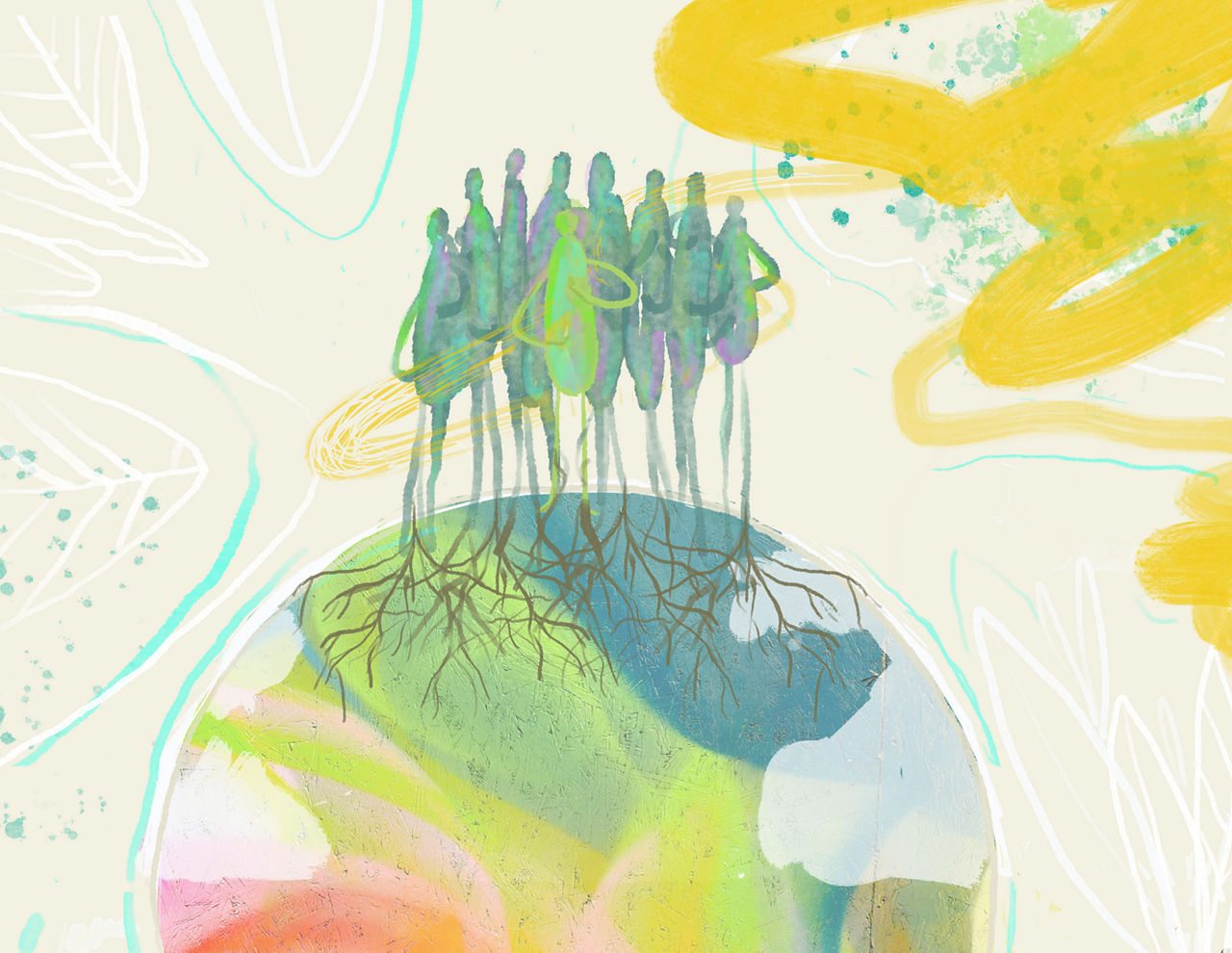 Collective Wellbeing Illustration depicting arts and culture.