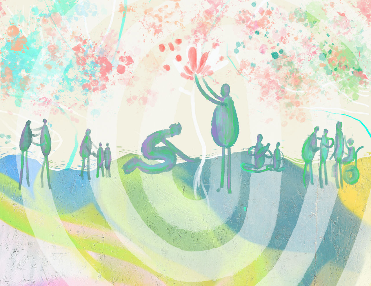 Collective Wellbeing Illustration depicting community.