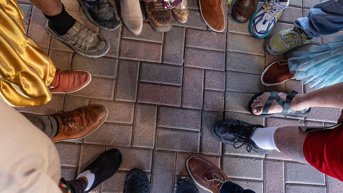 This is an image of the feet and shoes of several citizens of Farmington, N.M., and the surrounding communities.