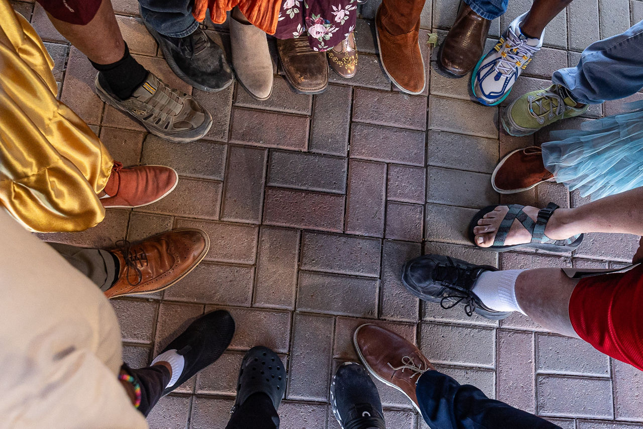 This is an image of the feet and shoes of several citizens of Farmington, N.M., and the surrounding communities.