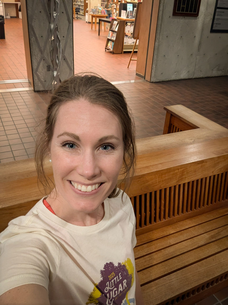 Emily at the Manhattan Public Library in Kansas.