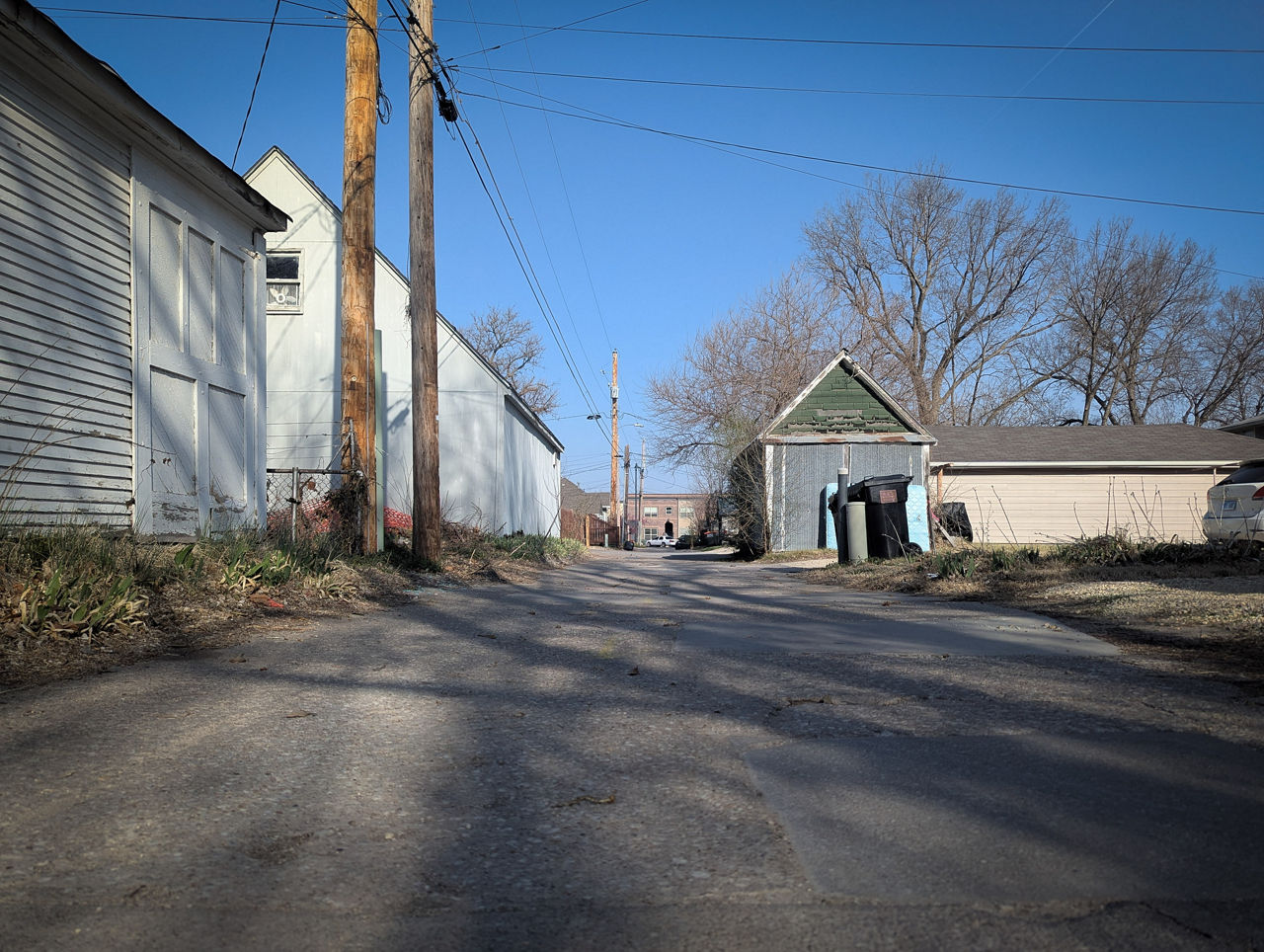 An alley behind a home in Manhattan, Kansas.