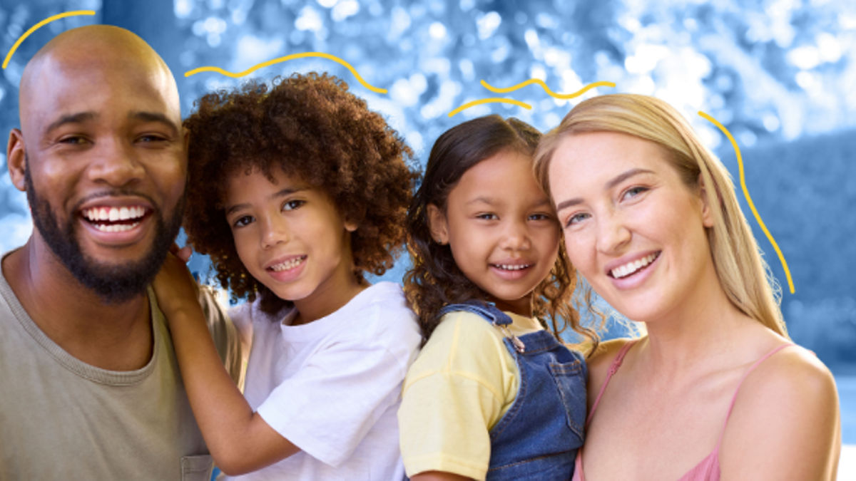 A family poses for a photo.