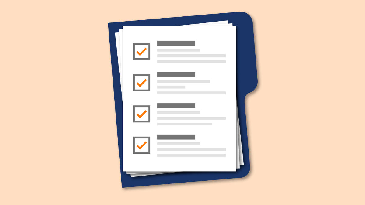 An illustration of a folder with checklists.