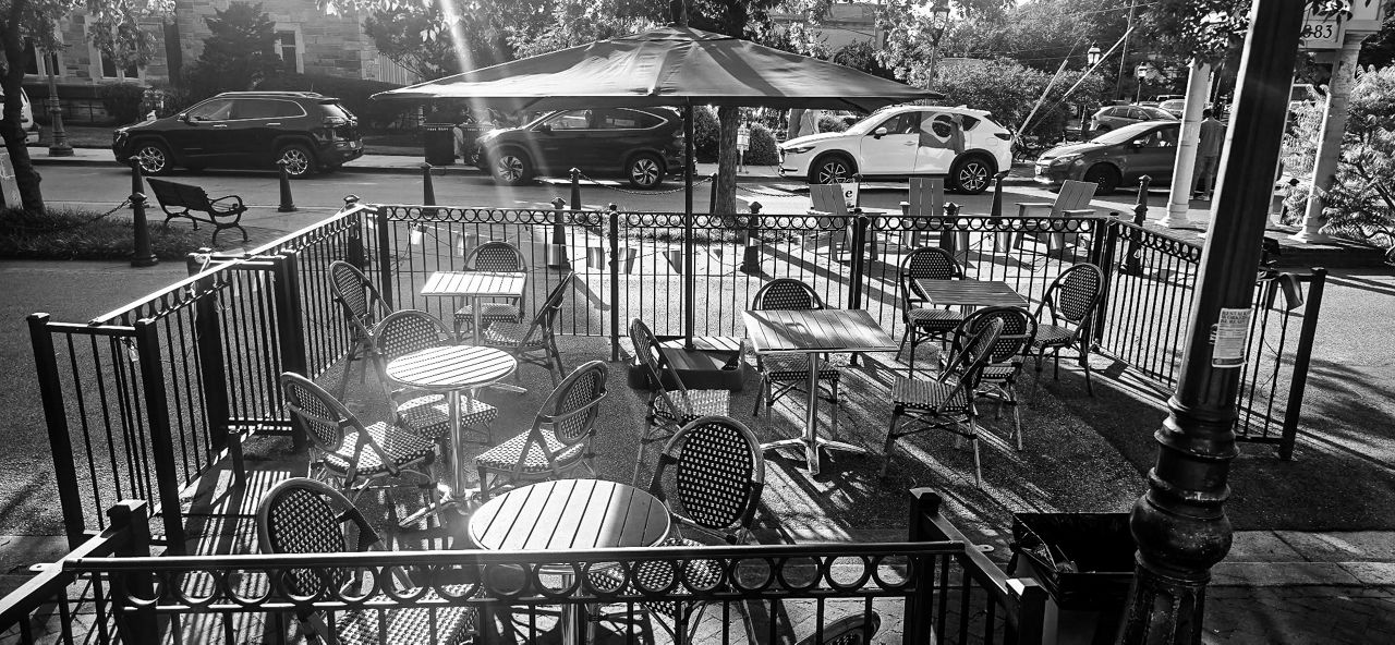 A photo represents what a community might look like without music or art. 
