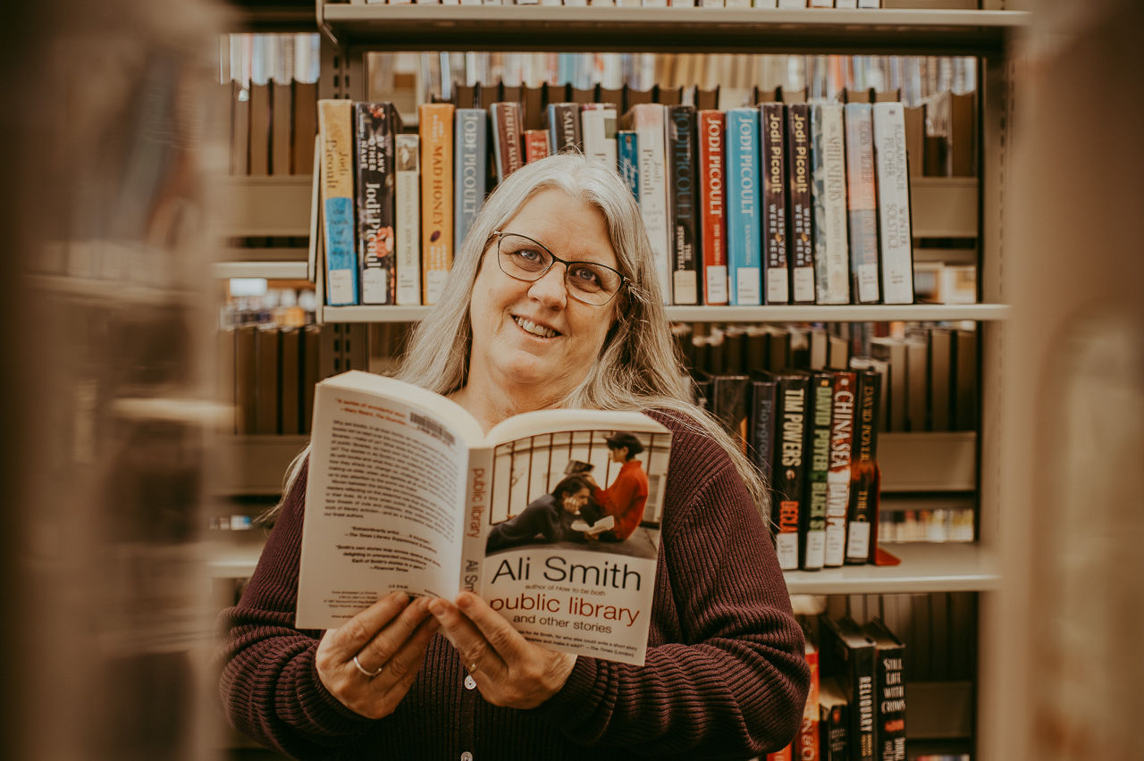 Jill at a public library in Juneau, W.I. 