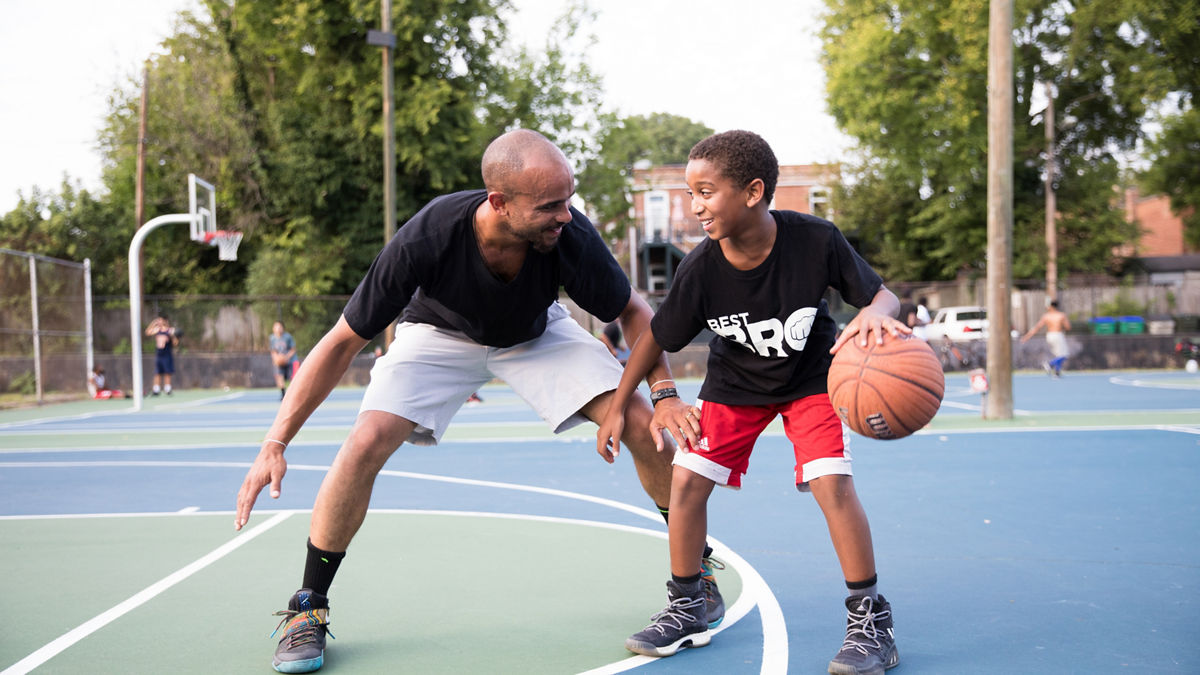 Richmond, VA COH 2017. Kendrell (name of both son and father) and Arshae Jackson (sister) play basketball. Chimborazo Playground is a neighborhood park where kids and adults alike congregate to workout and play. It's a friendly environment that feels wholesome and safe. The park is  expansive at 30 acres and was renovated in 2009.