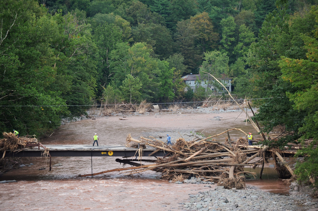 A flood damaged bridge. 