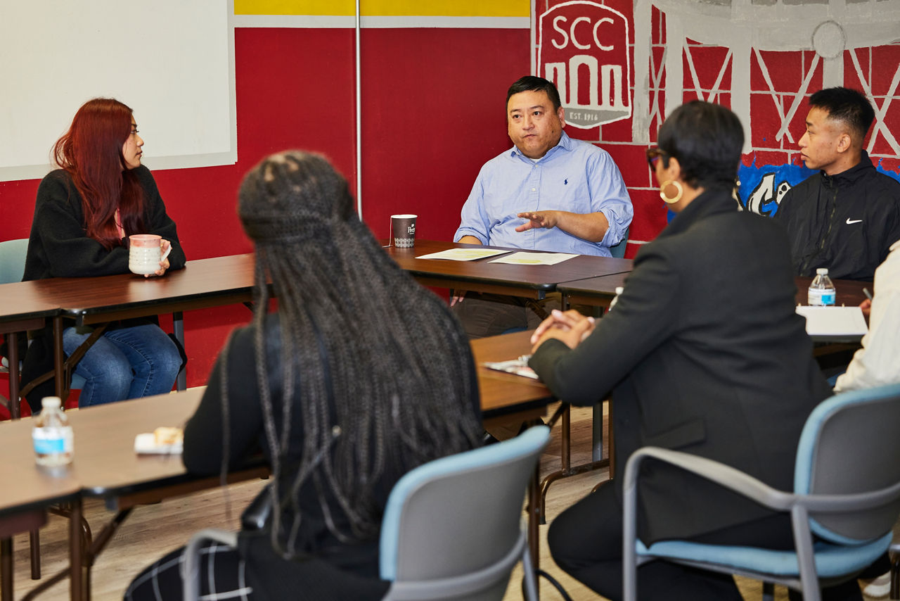 Xia Lee, Managing Director at East Bay Asian Youth Center (EBAYC), speaks at a community meeting at their headquarters in Sacramento on November 14th, 2024.East Bay Asian Youth Center is a founding partner of the Sacramento Kids First Coalition. EBAYC is a hub of youth organizing, they serve youth of all backgrounds, specifically from underserved communities in South and North Sacramento.