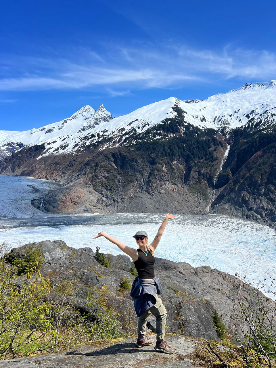 Photo of Rylee overlooking the Mendenhall Glacier in Juneau, Alaska.