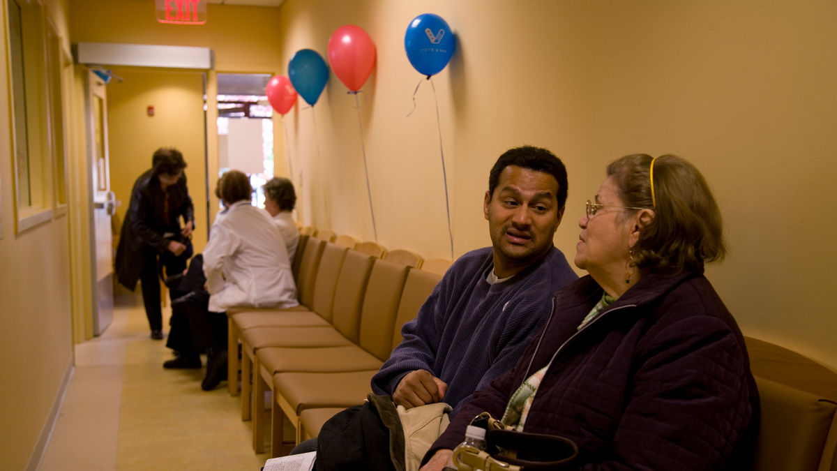 Vote & Vax, a collaboration between the Robert Wood Johnson Foundation and SPARC, works with local public health providers to offer convenient flu vaccinations at polling places on election day across the country. Southend Senior Wellness Center in Hartford, Connecticut.