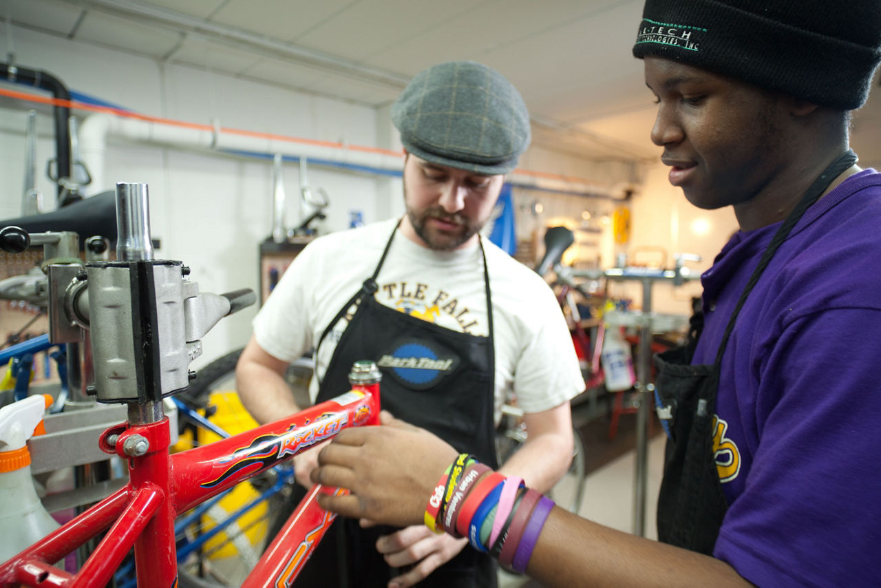 Venture North Bike and Coffee provides youth employment opportunities and bike sales/repair services in economically disadvantaged North Minneapolis. 