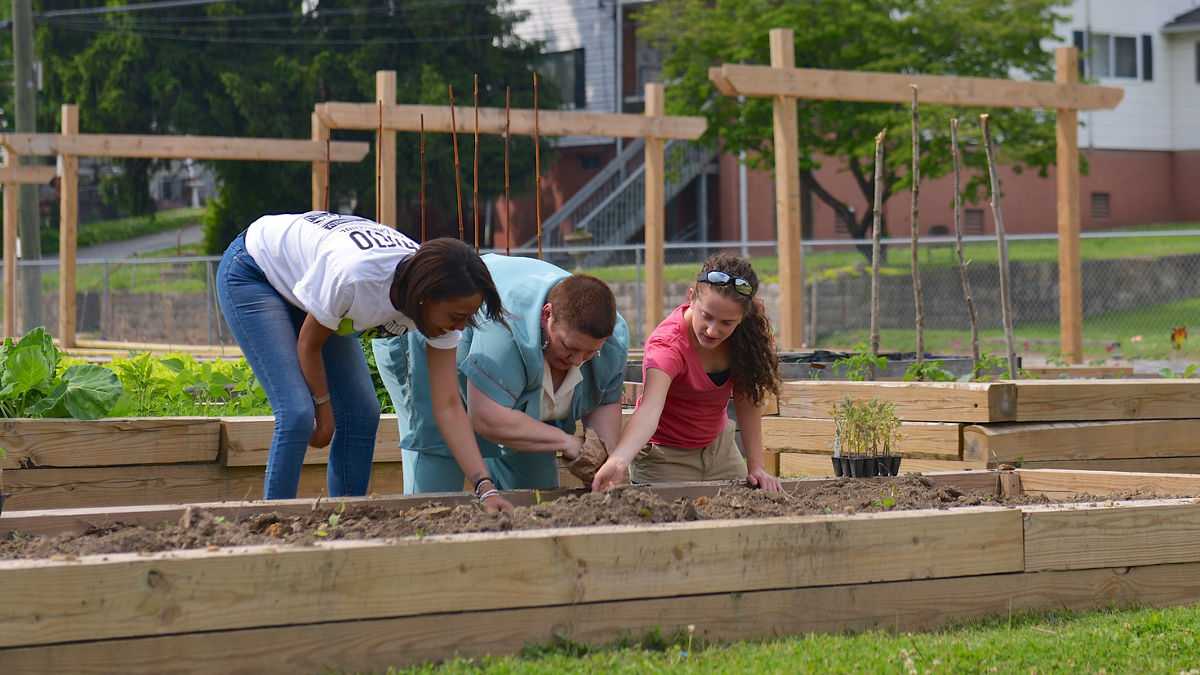 Local residents plant edibles at the Joe Remella Community Garden.