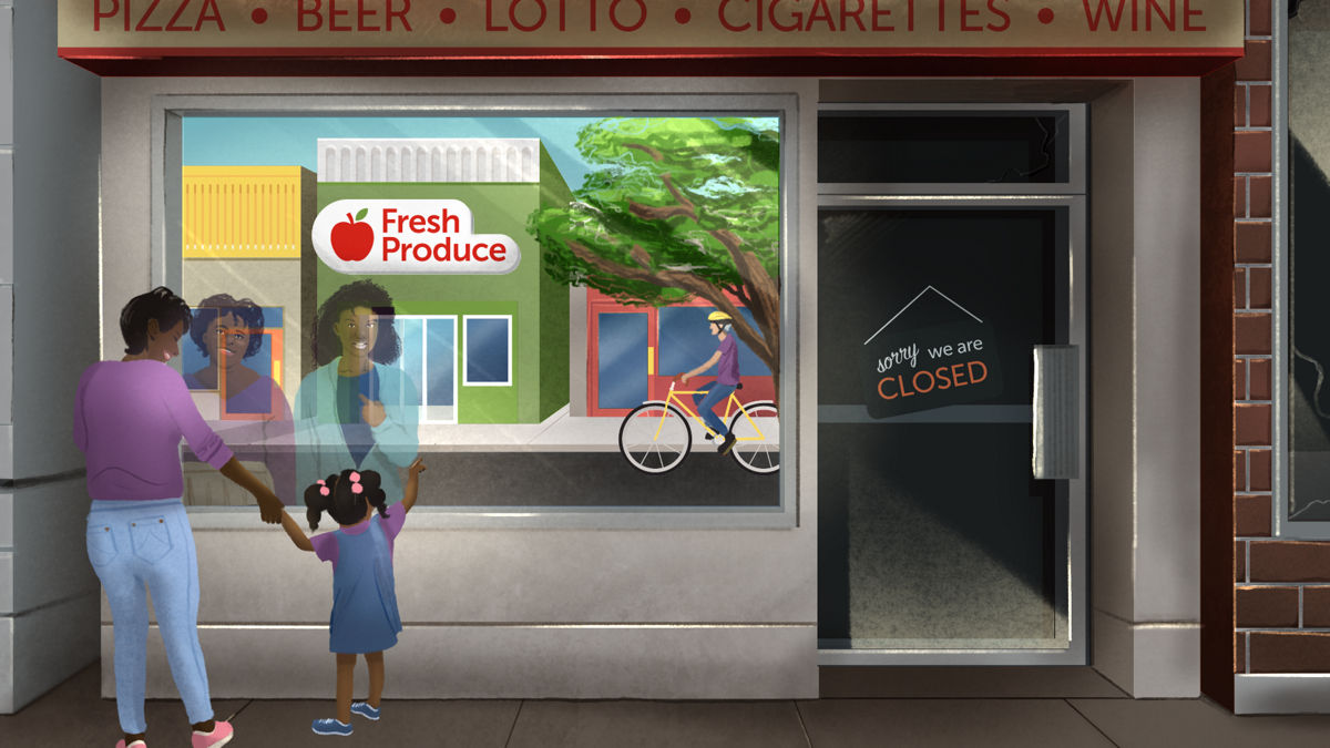 Illustration depiciting a small storefront.