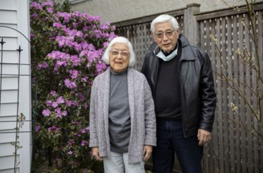 The author's parents, Betty Morita, 86, and husband Mototsugu Morita Jr., 90, at their Chicago home on April 16, 2020. As Japanese Americans, they were forced to endure internment camps as children during World War II.(Erin Hooley / Chicago Tribune)